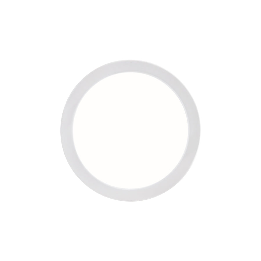 Vue de face d'un spot LED encastrable blanc au diffuseur circulaire