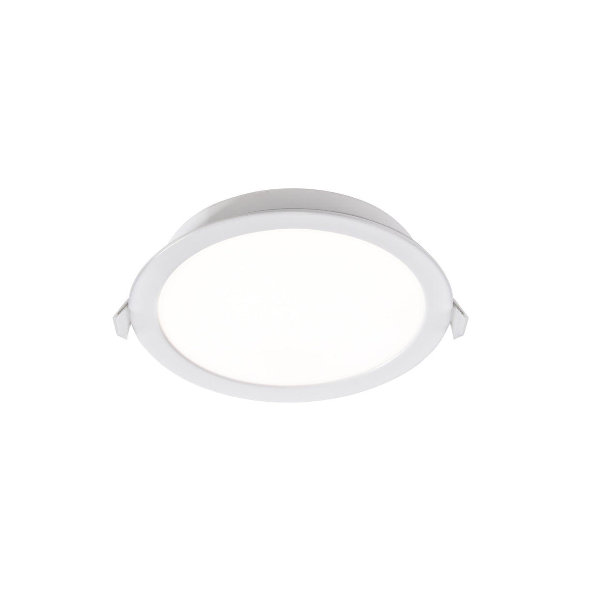 Profil d'un spot LED encastrable blanc avec ressorts de fixation latéraux