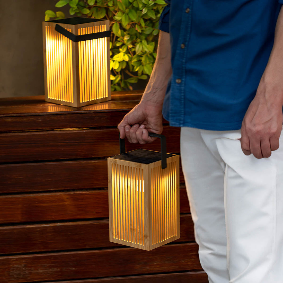 Okinawa portable bamboo solar lantern
