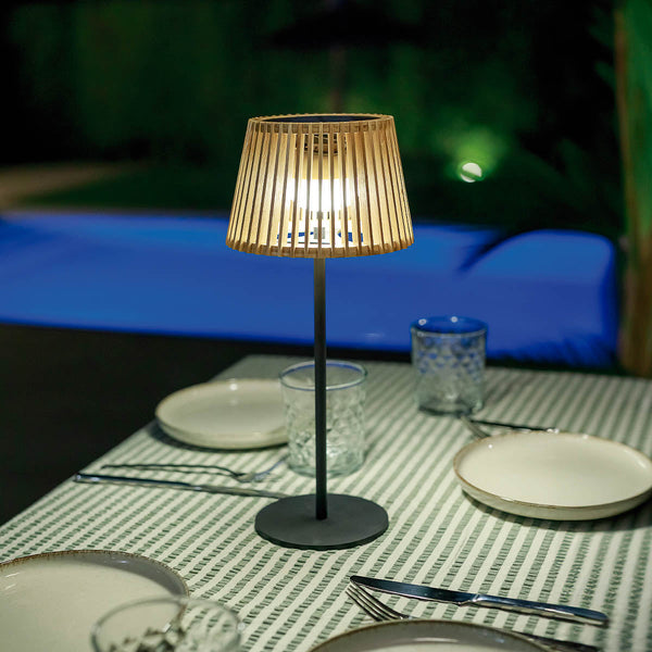Okinawa solar table lamp in bamboo