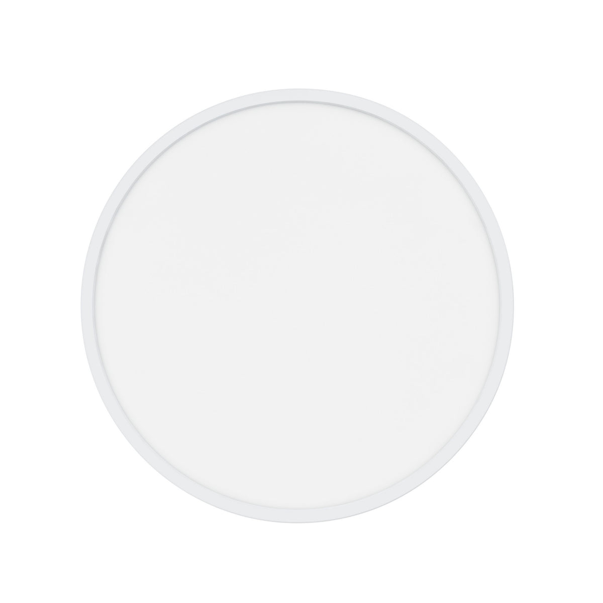 Luminaire éteint vu de face, diffuseur opalin et bord fin