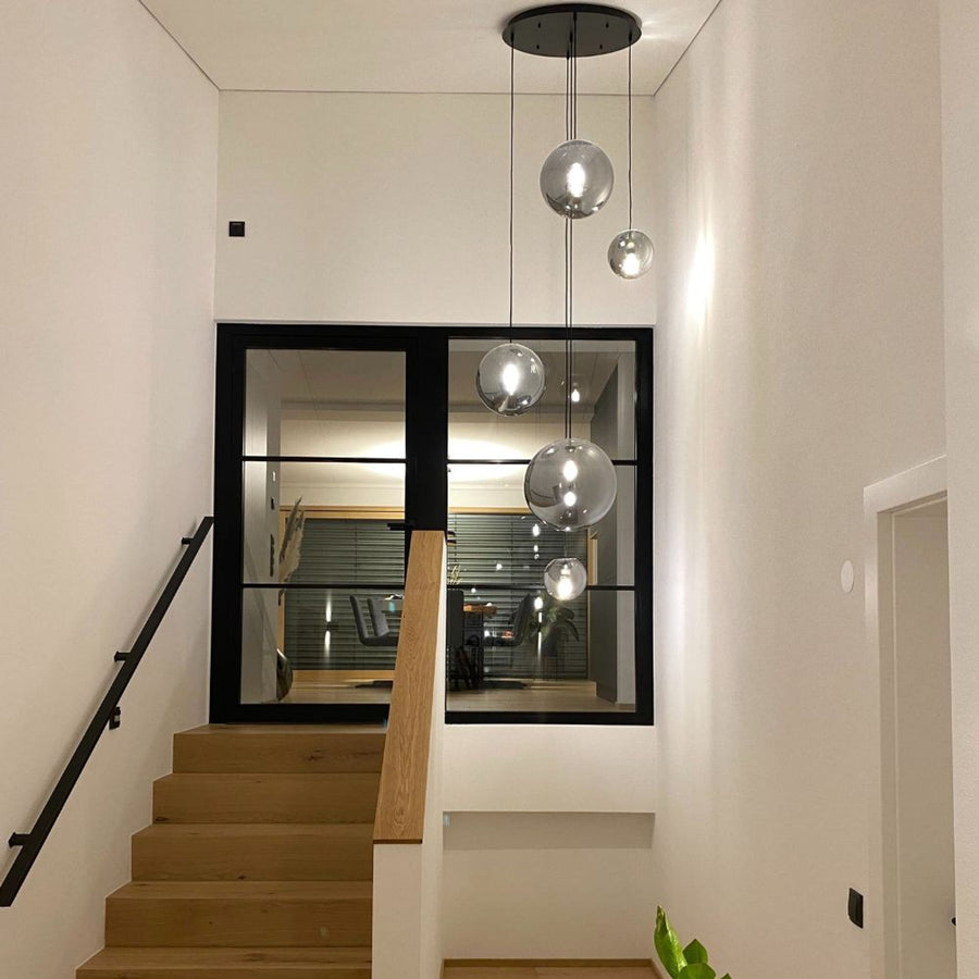 Suspension Orb globe en verre, câble 1,5 m, monture noire