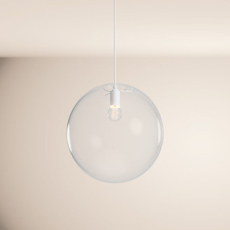 Suspension Orb globe en verre, câble 1,5 m, monture blanche