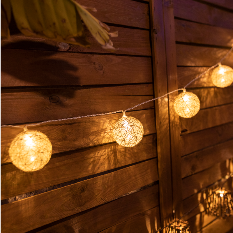 Pallina jute-effect outdoor string lights