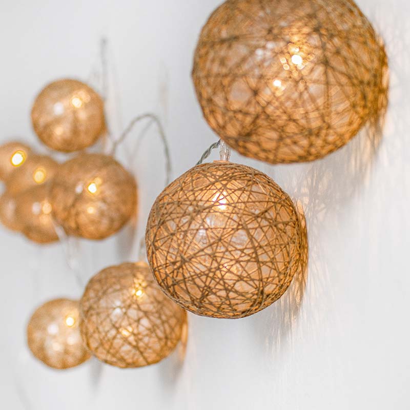 Pallina jute-effect outdoor string lights