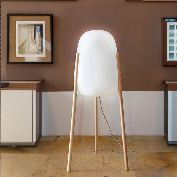 Rocket floor lamp with wooden legs
