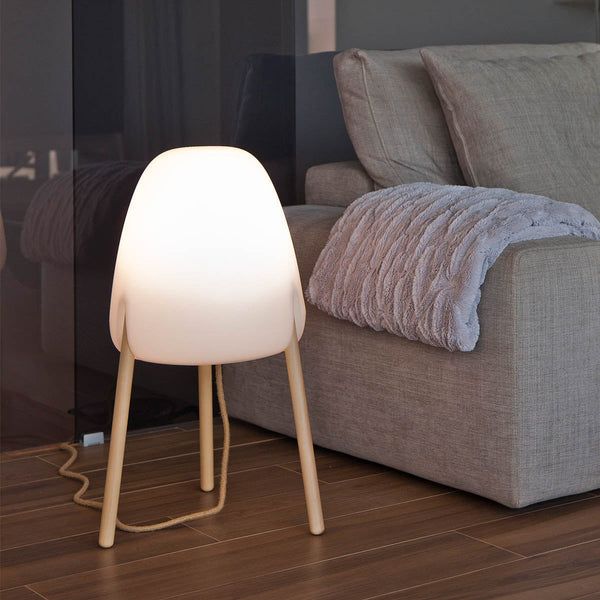 Rocket floor lamp with wooden legs