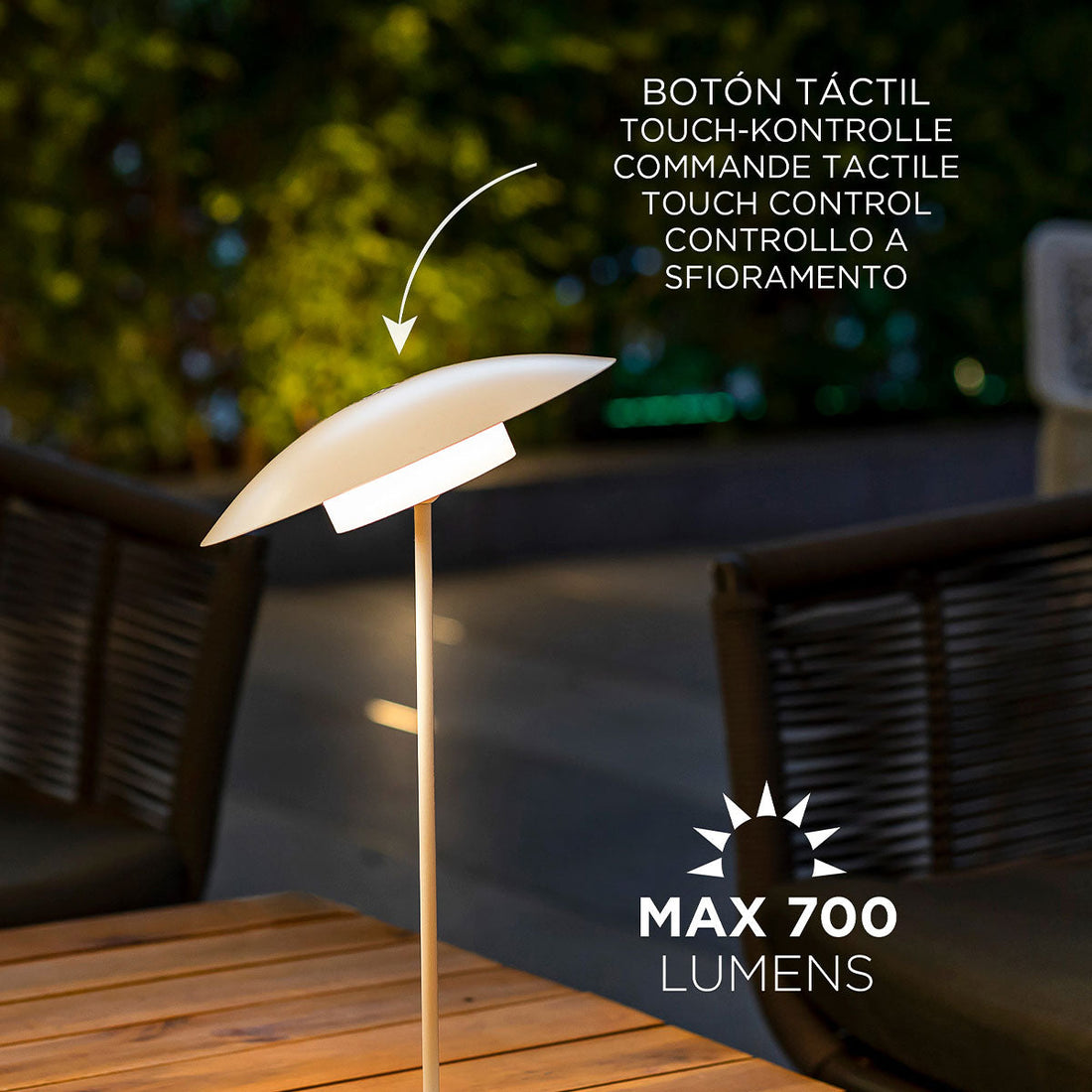 Sardinia 40 cordless table lamp, adjustable lampshade
