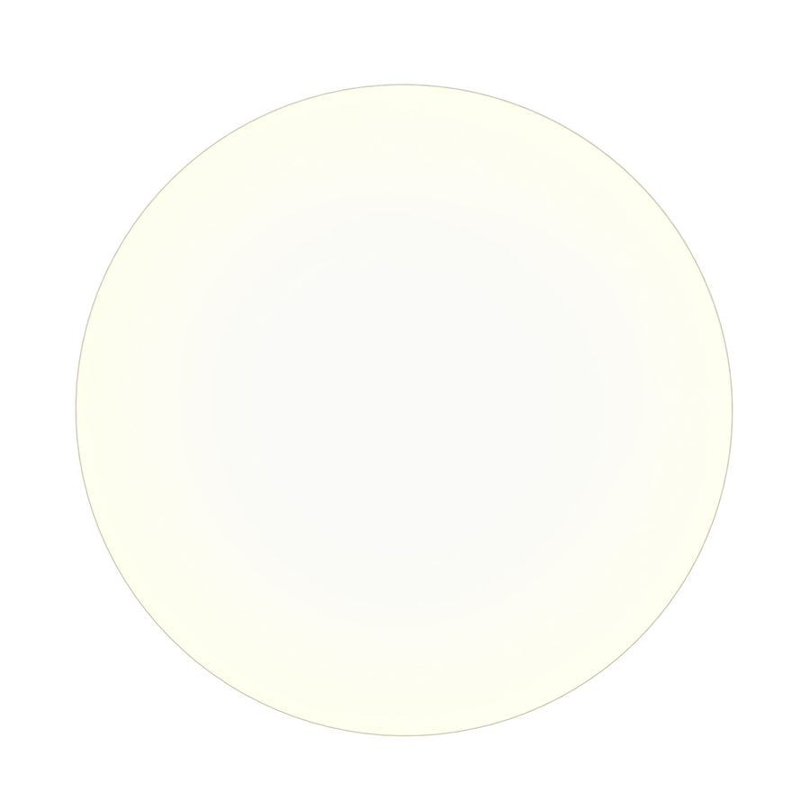 Diffuseur rond vu de face, surface blanche uniforme éclairée en lumière chaude
