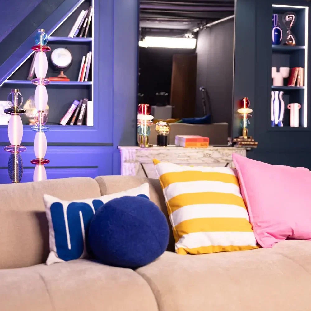 Lampadaire Léonor – Verre soufflé fin et design élégant doré