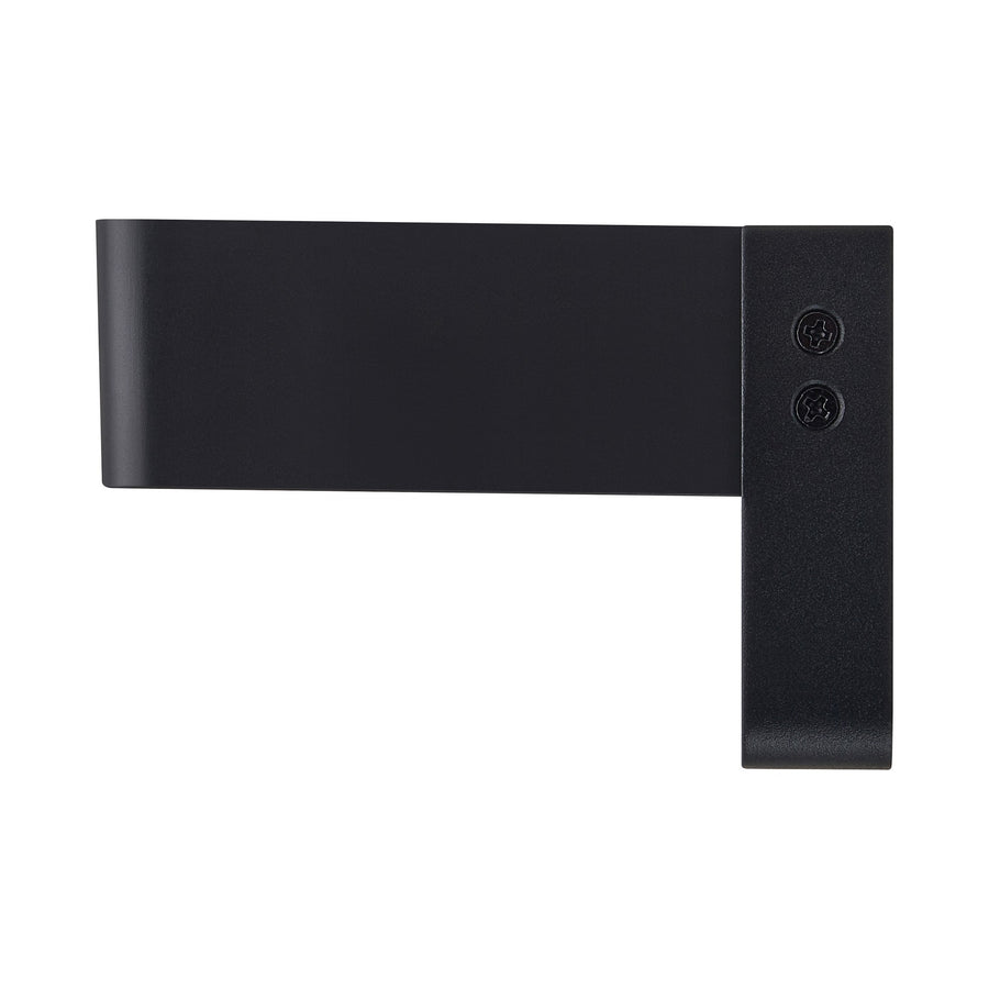 Détail de la fixation latérale en métal noir avec deux vis cruciformes visibles