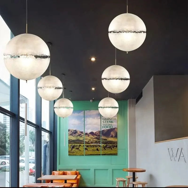 Beige spherical pendant light | Lunéa