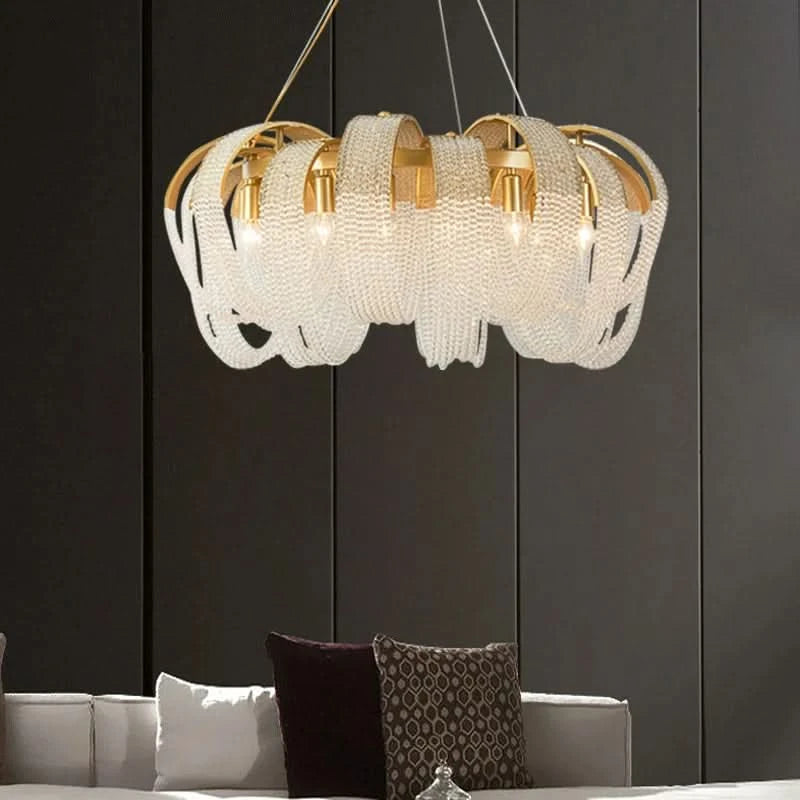 Lustre en cristal à pampilles de luxe américain post-moderne | Designix - Luminaire - https://designix.fr
