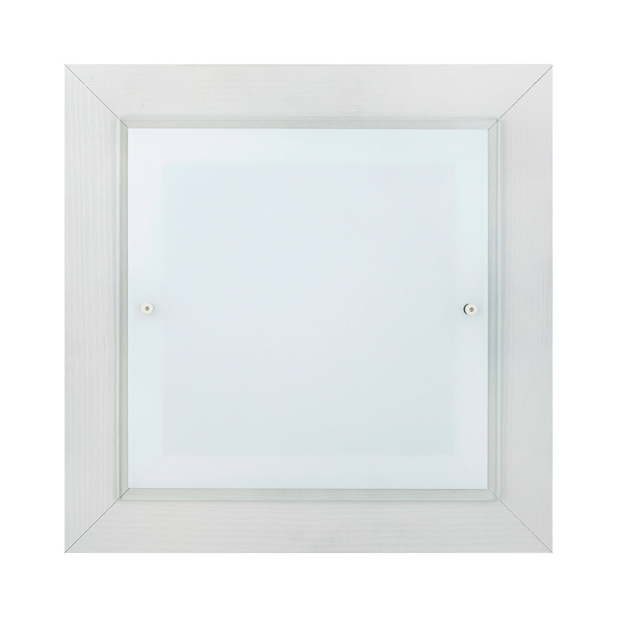 Vue de face du plafonnier carré avec son diffuseur blanc laiteux