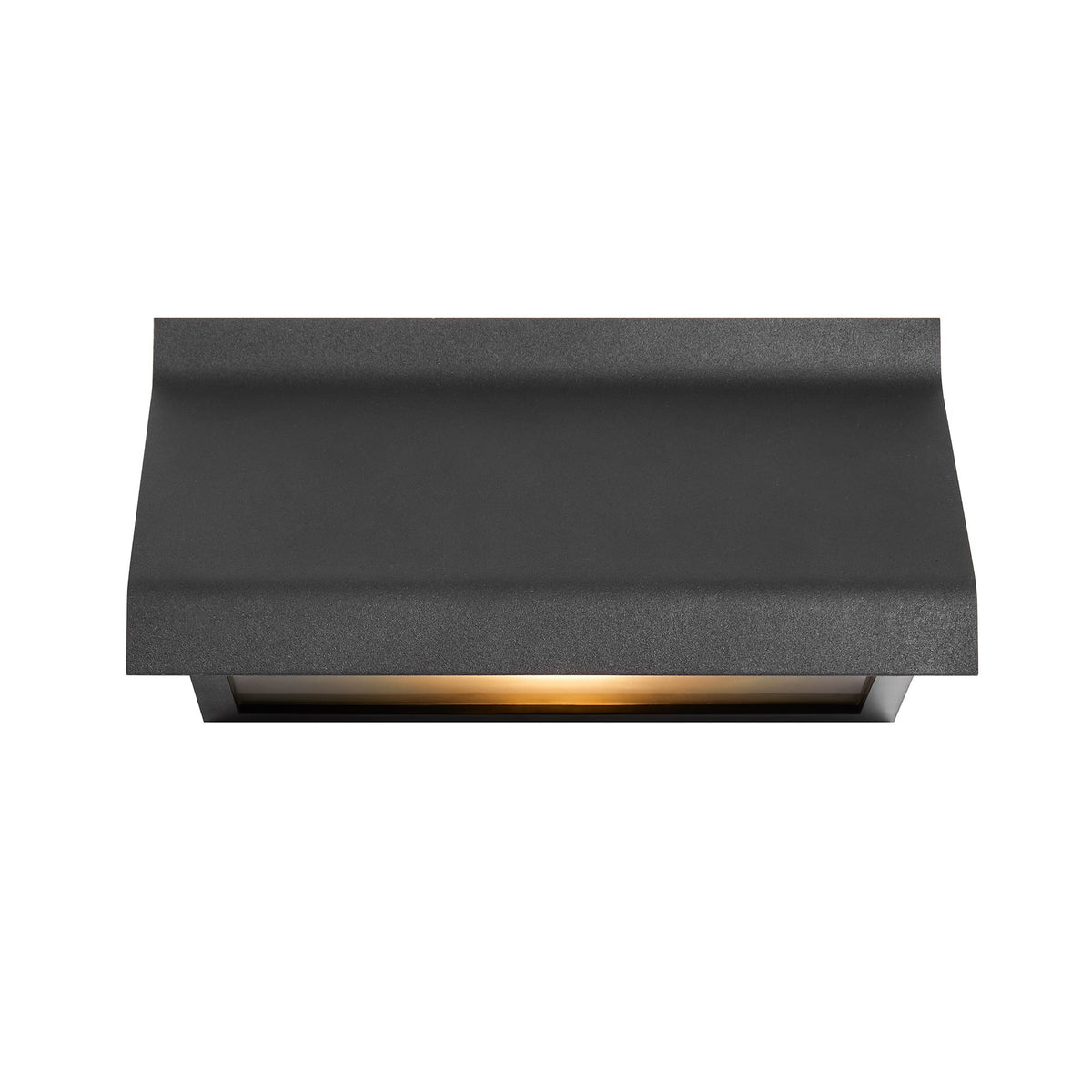 Vue de face du luminaire noir, diffuseur lumineux horizontal sous le capot
