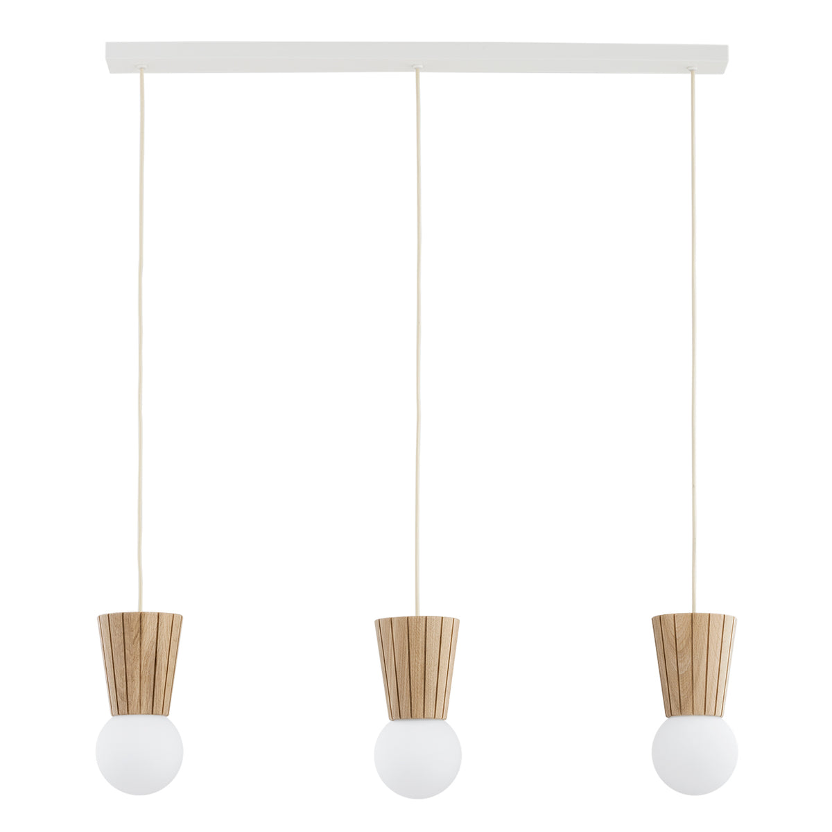 Suspension vue de face montrant le rail blanc et les trois câbles textiles réglables