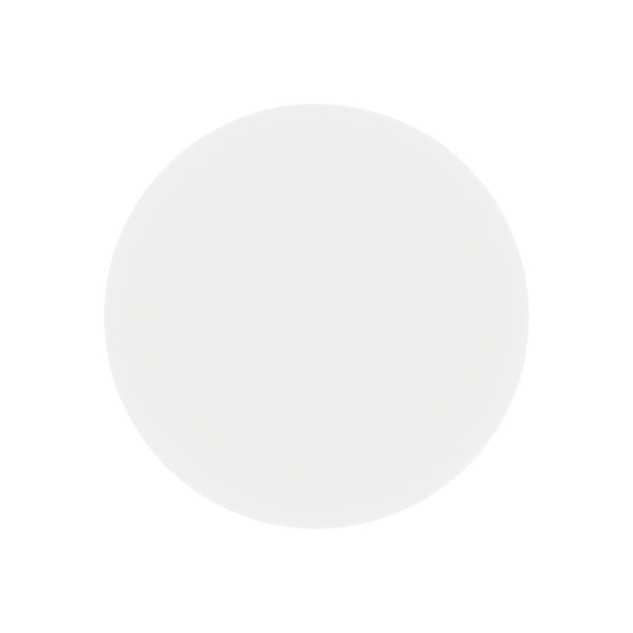 Vue de dessus du luminaire dévoilant le disque blanc uni sans fixation apparente