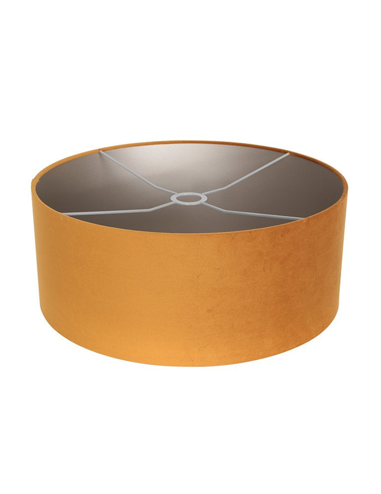 gold velvet pendant light, drum lampshade Ø 50 cm dining room | Ambeo