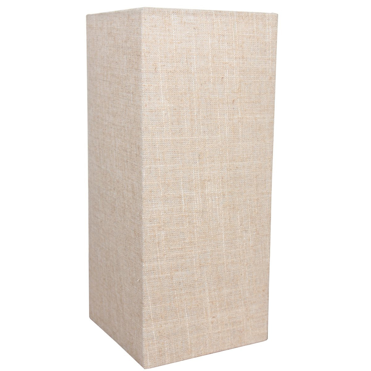Abat-jour rectangulaire beige en toile posé seul, vu de trois quarts