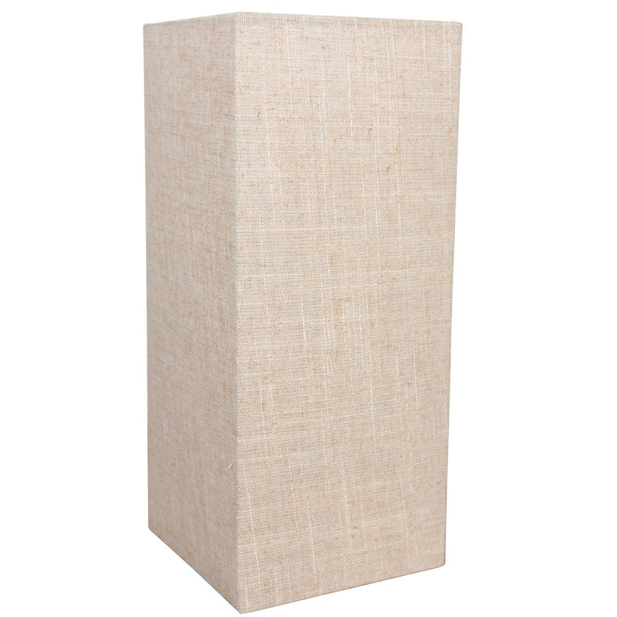Abat-jour rectangulaire beige en toile posé seul, vu de trois quarts