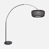Arc floor lamp with pleated fabric lampshade, living room | Voilà