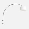 White linen reading wall lamp, large adjustable black arc Ø 30 cm | Linéa