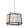Black Metal and Transparent Jute Pendant Light