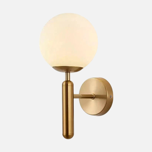 Glass globe wall lamp, gold and black design | Halo