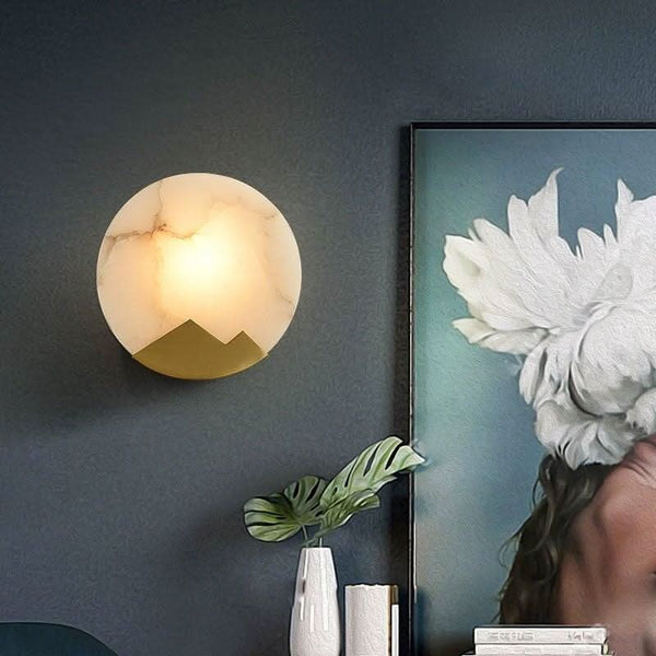 Round Marble Wall Lamp | Sculptural Elegance