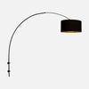Adjustable arched wall lamp, black and gold linen lampshade | Doréa