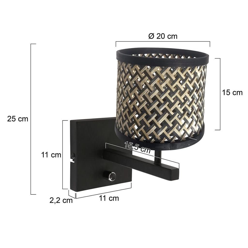 Modern Black Bamboo Wall Lamp | Yara