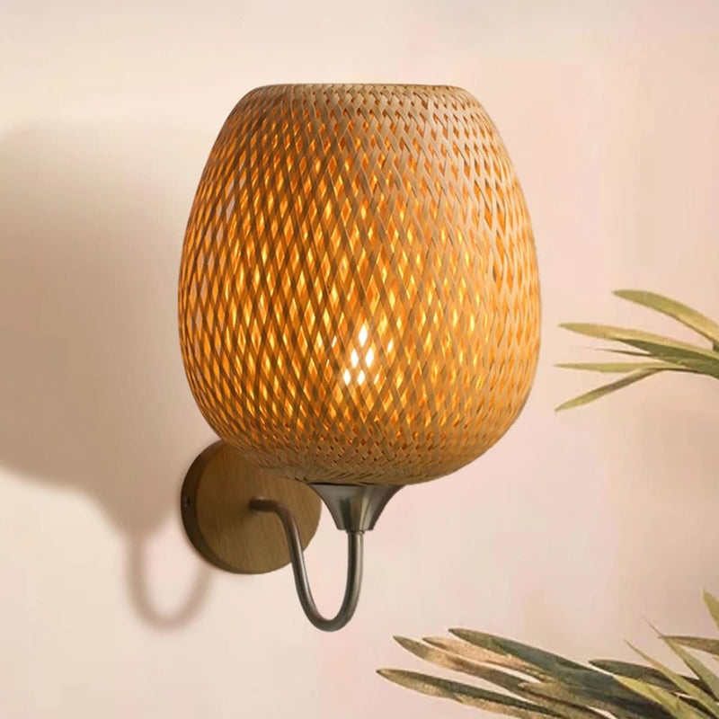 Bohemian Rattan and Bamboo Wall Lamp | Elma