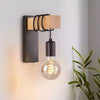 Wood and Black Wall Light | Elegant Fusion