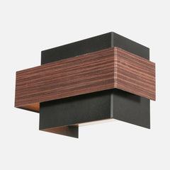 Wood and metal wall lamp, black cube & wood finish G9 | Muro