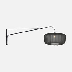 Black articulated wall lamp, voile shade for living room | Sparkled