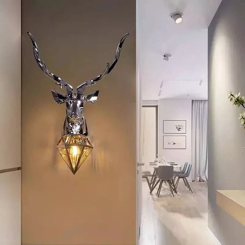 Applique Murale Cerf | Lumière Sylvestre - Designix Applique Murale Argent Brillant 37 x 66 cm