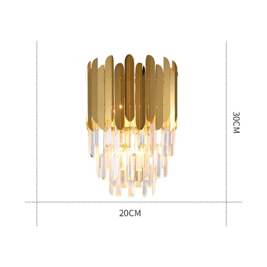 Schéma de dimensions du luminaire indiquant vingt centimètres de large et trente de haut