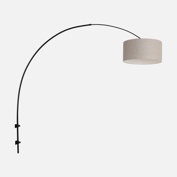 Grey arched wall lamp, adjustable linen lampshade Ø 30 cm | Sparkled