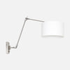 White linen wall lamp with dimmer, adjustable steel arm | Prestige Chic