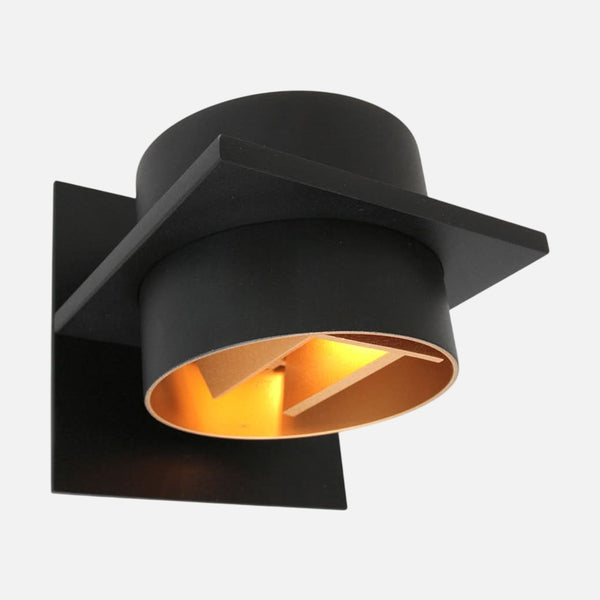 Black and gold wall lamp, cylinder shade with dimmer | Muro