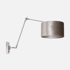 adjustable wall lamp, silver velvet lampshade with dimmer | Prestige Chic
