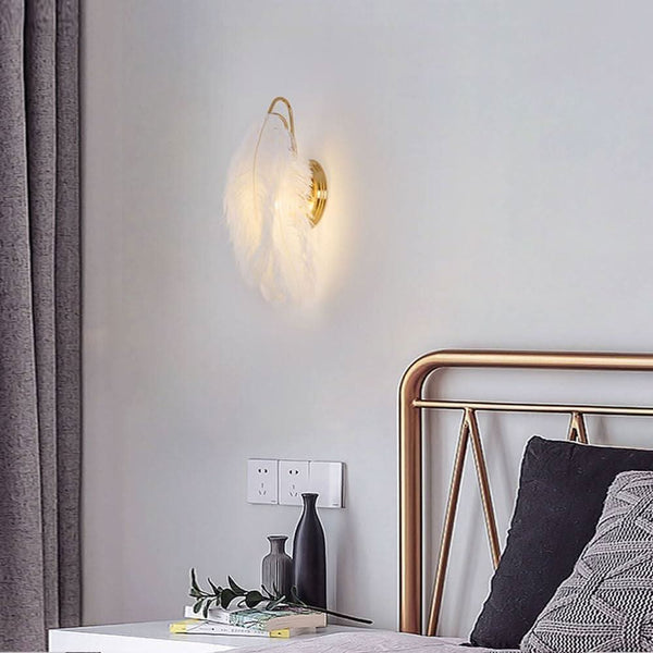 White Feather Wall Sconce | Celestial Softness