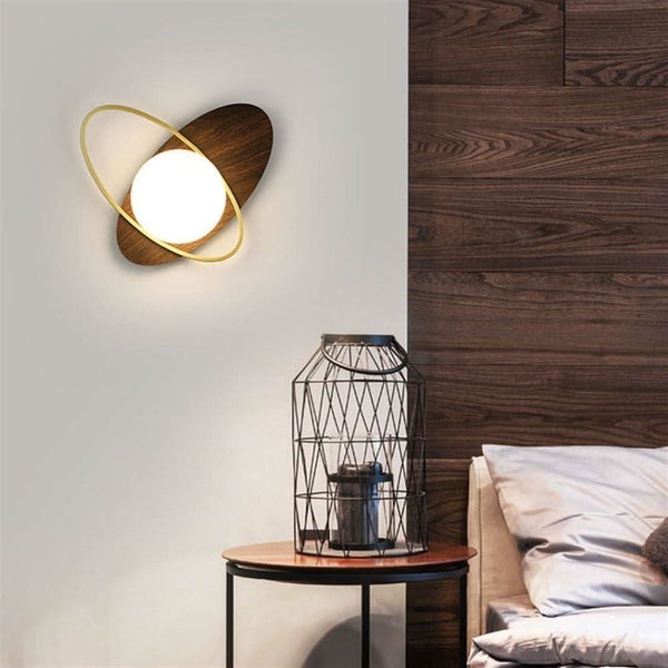 Wooden Sphere Wall Sconce for Living Room | Natural Radiance