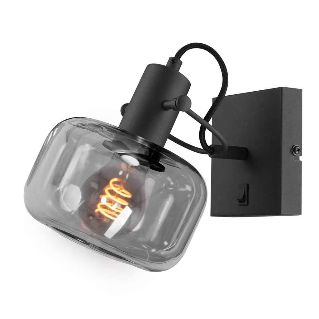 Black Smoked Glass Wall Light | Uira