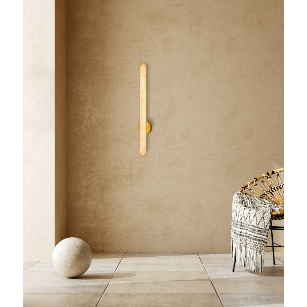 Applique Murale ZAMBELIS 19W Dimmable DESIGN Albatre Blanc et Laiton 2548
