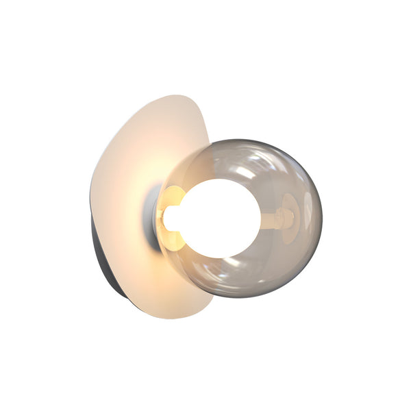 Applique Murale ZAMBELIS D205 G9 DESIGN Blanc Sable et Verre Fume Sans Source 2579