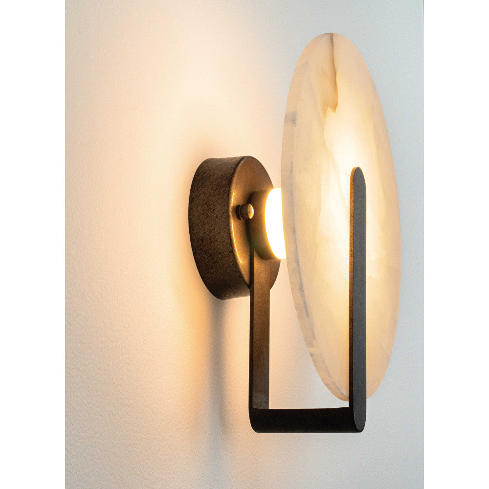 Applique Murale ZAMBELIS D250 5W DESIGN Albatre Blanc et Rouille 2553