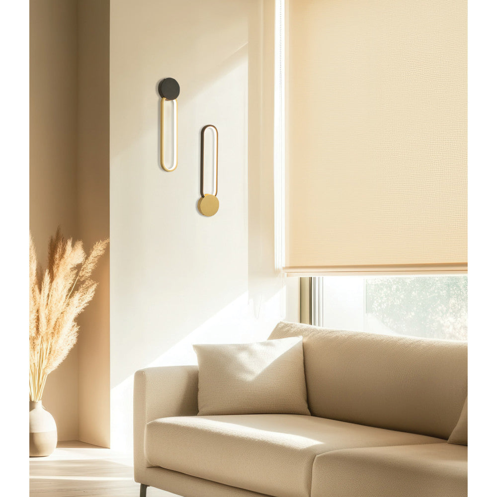 Applique ZAMBELIS 13W Dimmable DESIGN Dore et Noir Mat 23103