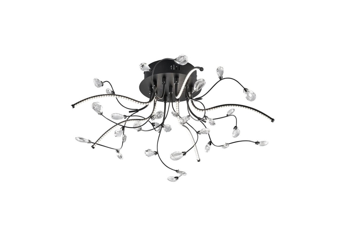 Plafonnier Crystal noir, Ø 54 cm