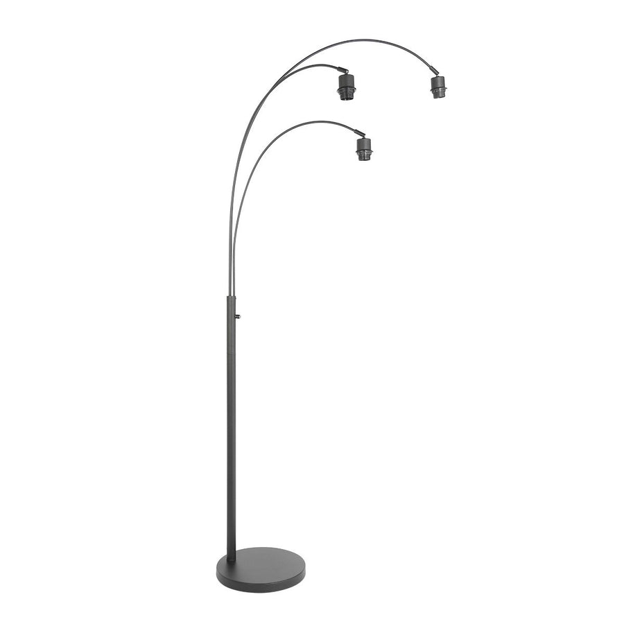 Lampadaire arc 3 abat-jour liège, métal noir Ø 30 | Liéro